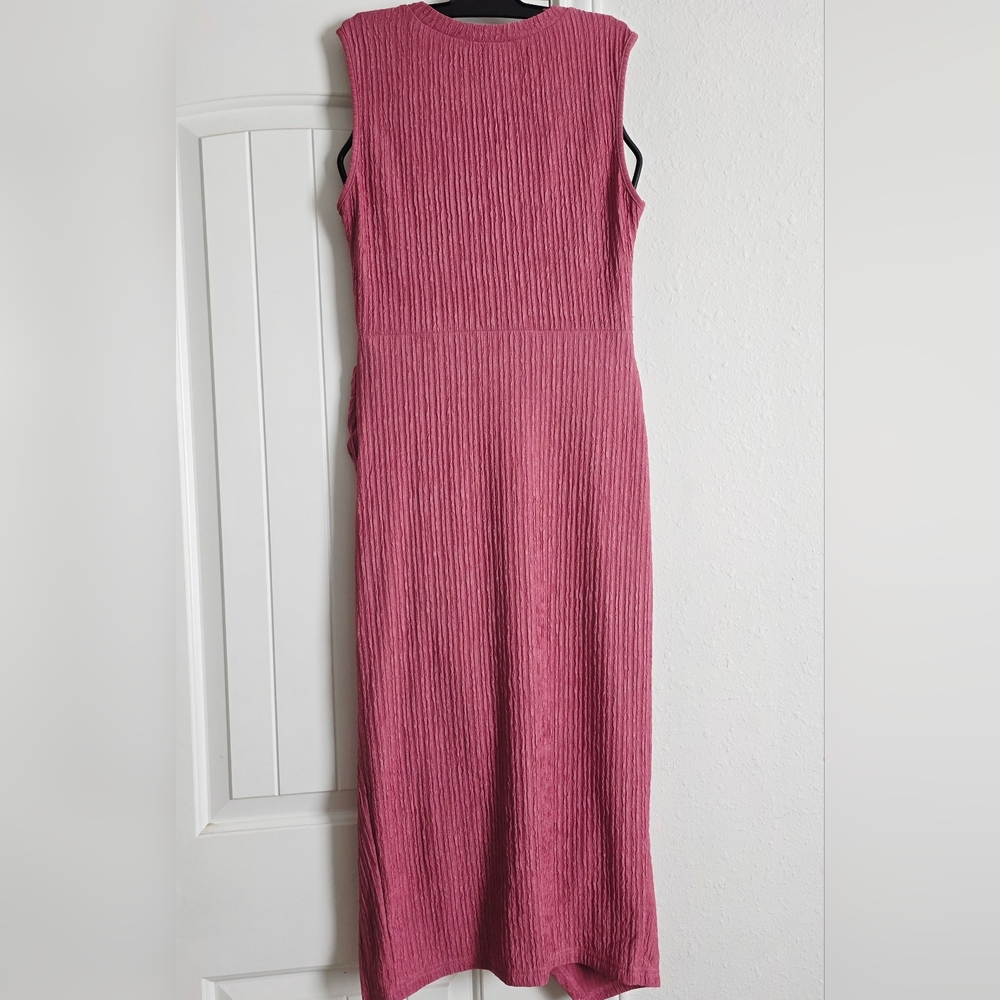 Women Sleeveless Ruched Bodycon Cocktail Party Dress Rose Pink Medium - Picture 7 of 9